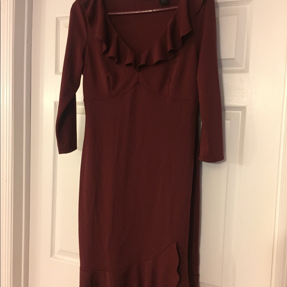 Knee length wine-colored dress
